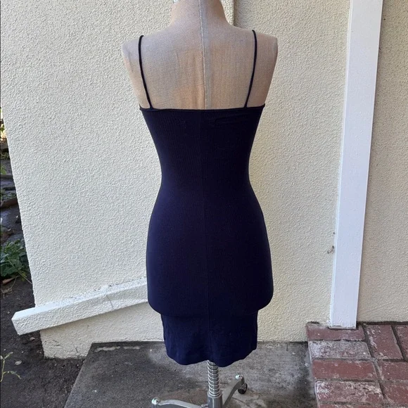 Reformation dark navy blue ribbed bodycon dress - Picture 5 of 8